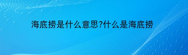 海底捞是什么意思?什么是海底捞