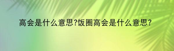 高会是什么意思?饭圈高会是什么意思？
