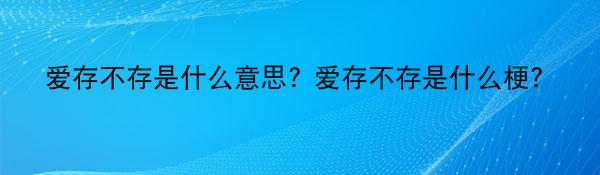 爱存不存是什么意思? 爱存不存是什么梗？