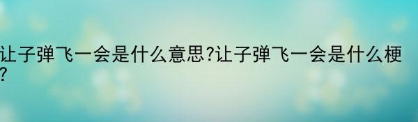 让子弹飞一会是什么意思?让子弹飞一会是什么梗?