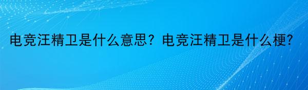 电竞汪精卫是什么意思？电竞汪精卫是什么梗？