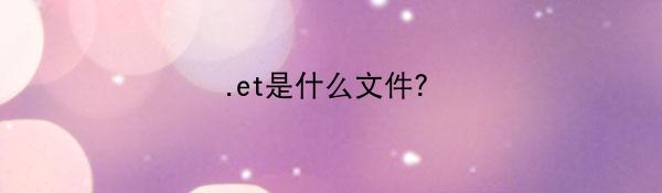 .et是什么文件？