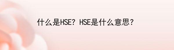 什么是HSE？HSE是什么意思?