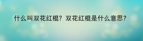 什么叫双花红棍？双花红棍是什么意思？