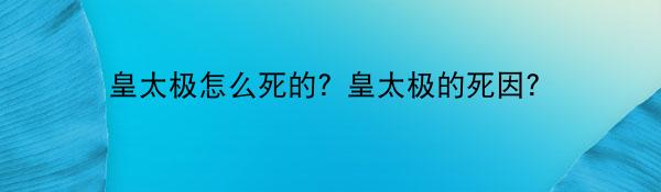 皇太极怎么死的？皇太极的死因？