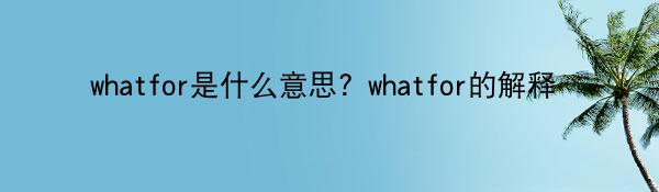 whatfor是什么意思？whatfor的解释