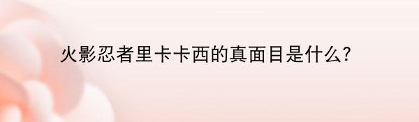 火影忍者里卡卡西的真面目是什么？