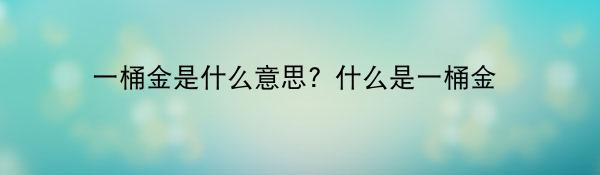 一桶金是什么意思？什么是一桶金