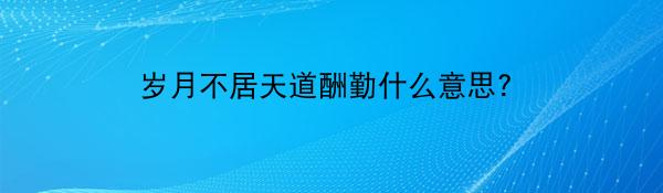 岁月不居天道酬勤什么意思？