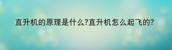 直升机的原理是什么?直升机怎么起飞的？