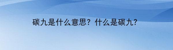 碳九是什么意思?什么是碳九?
