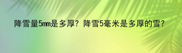 降雪量5mm是多厚？降雪5毫米是多厚的雪?