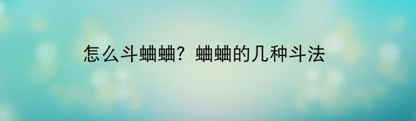 怎么斗蛐蛐？蛐蛐的几种斗法