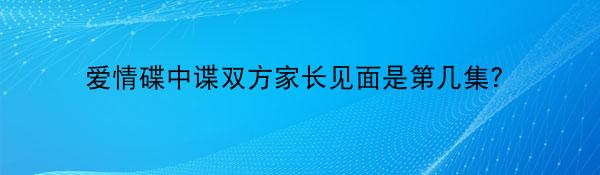 爱情碟中谍双方家长见面是第几集？