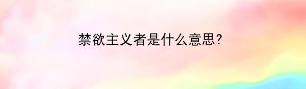 禁欲主义者是什么意思？