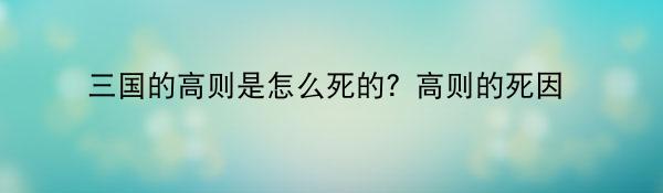 三国的高则是怎么死的？高则的死因