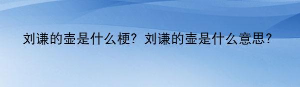 刘谦的壶是什么梗？刘谦的壶是什么意思？