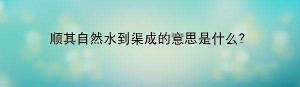 顺其自然水到渠成的意思是什么？