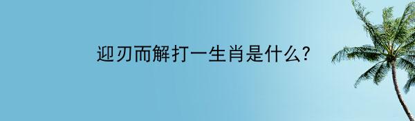 迎刃而解打一生肖是什么？