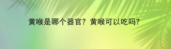 黄喉是哪个器官？黄喉可以吃吗？