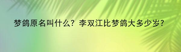 梦鸽原名叫什么？李双江比梦鸽大多少岁？