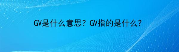 GV是什么意思? GV指的是什么？