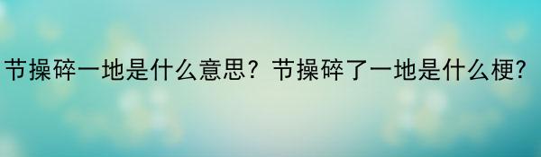 节操碎一地是什么意思？节操碎了一地是什么梗？