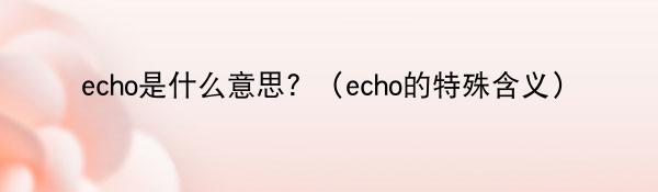 echo是什么意思？（echo的特殊含义）