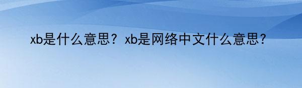 xb是什么意思？xb是网络中文什么意思？