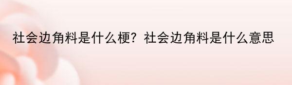 社会边角料是什么梗？社会边角料是什么意思