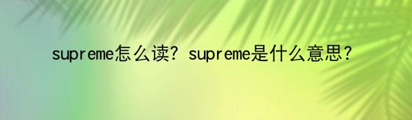 supreme怎么读？supreme是什么意思？