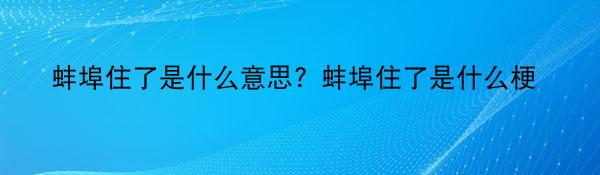 蚌埠住了是什么意思？蚌埠住了是什么梗