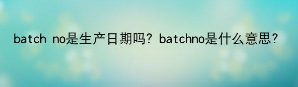 batch no是生产日期吗？batchno是什么意思？