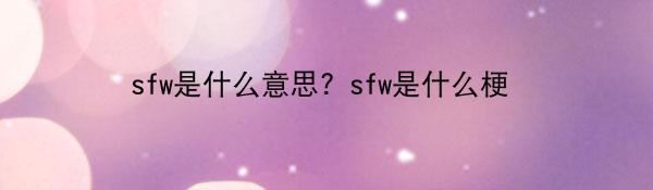 sfw是什么意思？sfw是什么梗