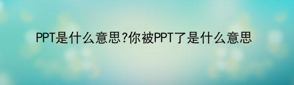 PPT是什么意思?你被PPT了是什么意思