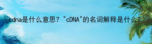 cdna是什么意思？“cDNA”的名词解释是什么?
