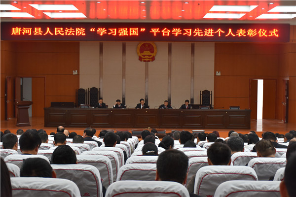 唐河县法院对“学习”积极分子进行表彰